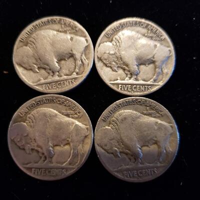 Buffalo Nickel 1918-D, 1924, 1925-D, 1926-D lot of 4 coins