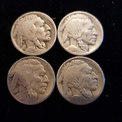 Buffalo Nickel 1918-D, 1924, 1925-D, 1926-D lot of 4 coins