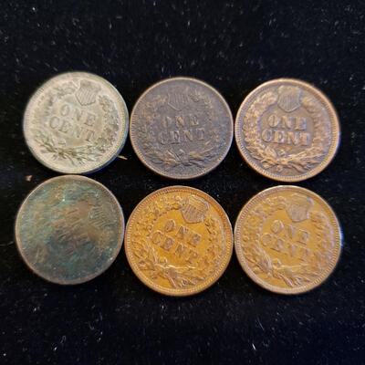 Indian Cents 1890, 1892, 1901, 1904, 1907, 1905 XF