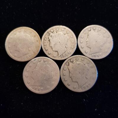 Liberty Nickels 1897 lot of 5 coins