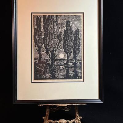Birger Sandzen Prairie Printmaker original rare linoleum print
