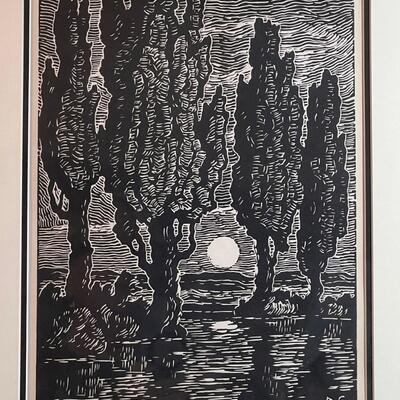 Birger Sandzen Prairie Printmaker original rare linoleum print
