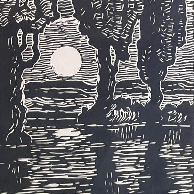 Birger Sandzen Prairie Printmaker original rare linoleum print