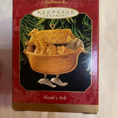 Three Hallmark Keepsake Ornaments - Noahâ€™s Ark, Away to the Window, Special Cat