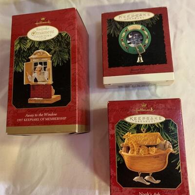 Three Hallmark Keepsake Ornaments - Noahâ€™s Ark, Away to the Window, Special Cat