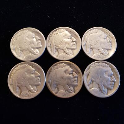 Buffalo nickels 1918-S, 1924-D, 1927-D, 1929-D, 1928-S, 1929-S lot of 6 coins