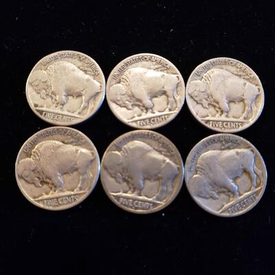 Buffalo nickels 1918-S, 1924-D, 1927-D, 1929-D, 1928-S, 1929-S lot of 6 coins