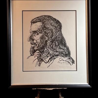 Rare Birger Sandzen Portrait "Last of the Scots" - Prairie Printmaker