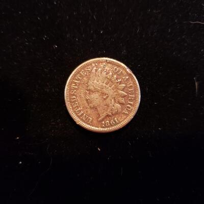 Indian Cent 1861 fine details with rim bump