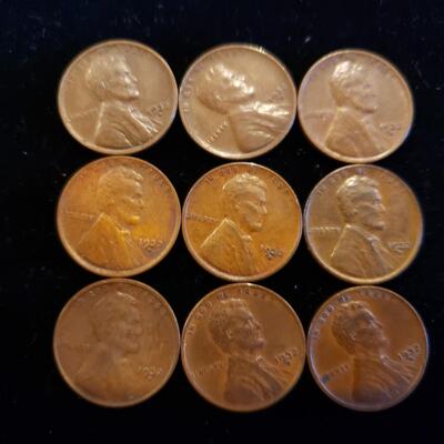 Lincoln Cent 1932-D  --- XF to AU lot of 9 coins