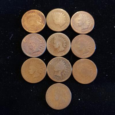 Indian Cents 1865 lot of 10 coins