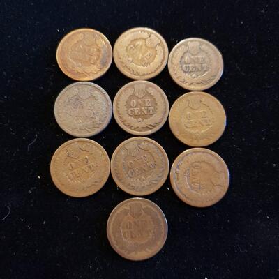 Indian Cents 1865 lot of 10 coins