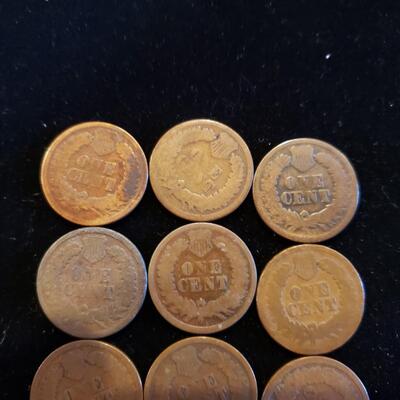 Indian Cents 1865 lot of 10 coins