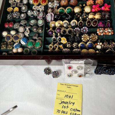70 vintage clip on earrings. Semi precious, designer all pairs
