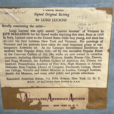 Prairie Printmaker Luigi Lucioni signed print bucolic Farmstead - hard to find