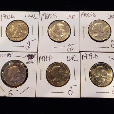 Susan B Anthony Dollars - lot of 6 coins