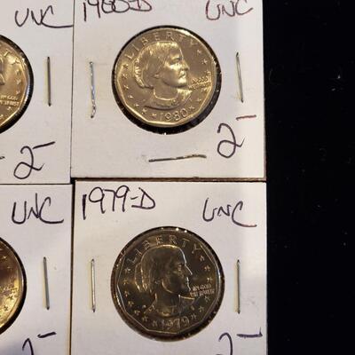 Susan B Anthony Dollars - lot of 6 coins