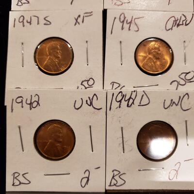 Wheat Cents P D S - XF to UNC - lot of 16 coins