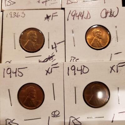 Wheat Cents P D S - XF to UNC - lot of 16 coins