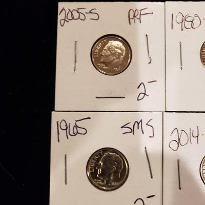 Roosevelt Dimes Proof - lot of 6 coins
