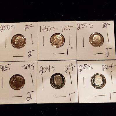 Roosevelt Dimes Proof - lot of 6 coins