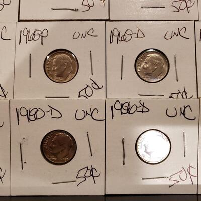 Roosevelt Dimes - UNCs - lot of 30 coins