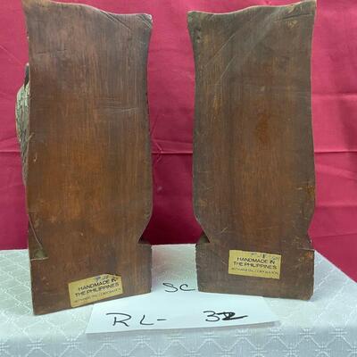 Wooden lion bookends