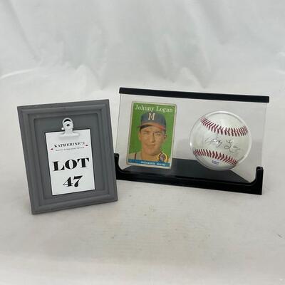 -47- BASEBALL | Johnny Logan Autographed Baseball With Card