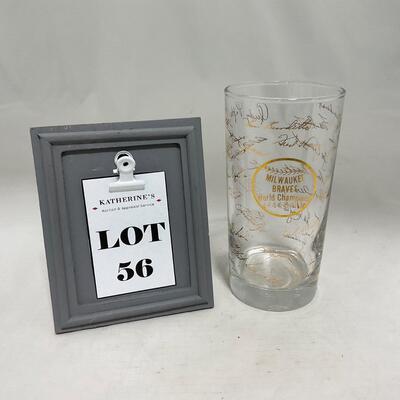 -56- BASEBALL | 1957 Milwaukee Braves Champions Glass with Gold Signatures