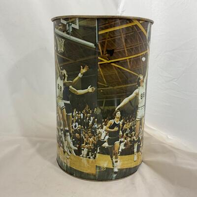 -67- BASKETBALL | 1970s Metal Basketball Garbage Can