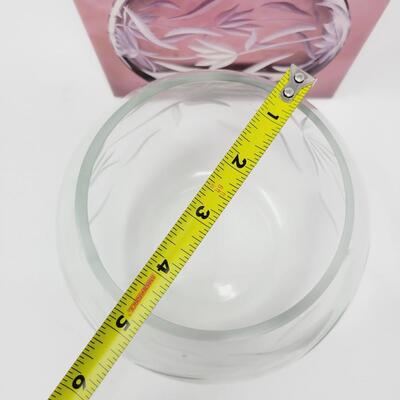 HAND CUT CRYSTAL ROSE BOWL w/ FLOATING CANDLE