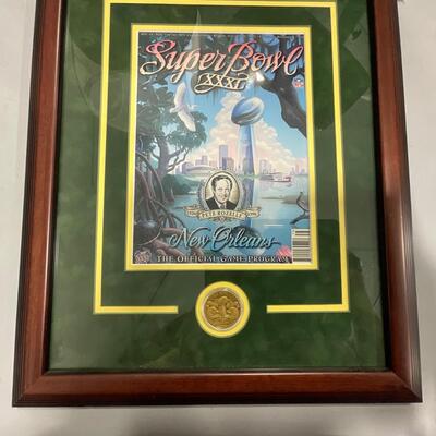 -84- FOOTBALL | Framed Green Bay Packers Super Bowl 31 Program and Coin