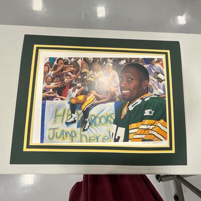 -91- FOOTBALL | Robert Brooks Autographed Jump In The Stands Print