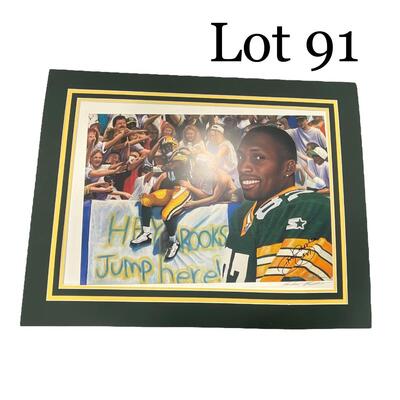 -91- FOOTBALL | Robert Brooks Autographed Jump In The Stands Print