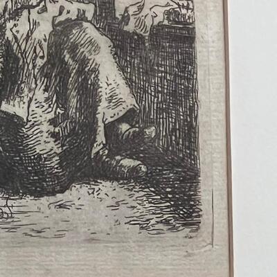 Original Jean Francois Millet etching 1853 Great Estate Find