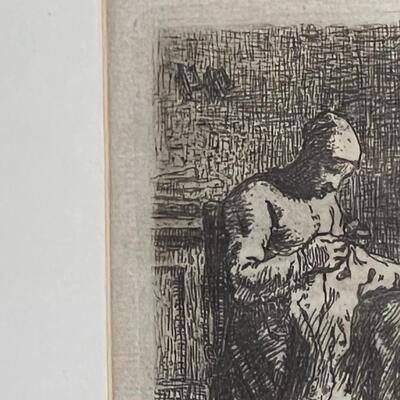 Original Jean Francois Millet etching 1853 Great Estate Find