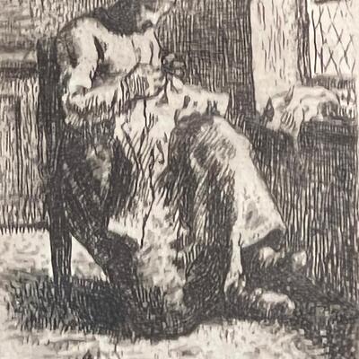 Original Jean Francois Millet etching 1853 Great Estate Find