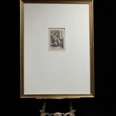 Original Jean Francois Millet etching 1853 Great Estate Find