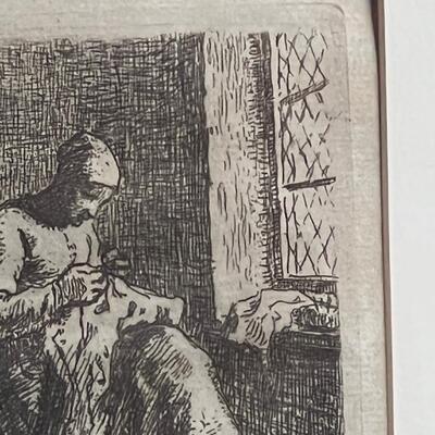 Original Jean Francois Millet etching 1853 Great Estate Find