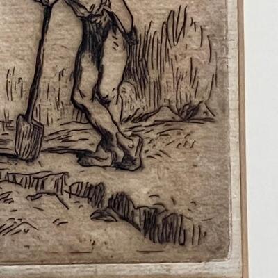 Original Jean Francois Millet etching Circa 1853
