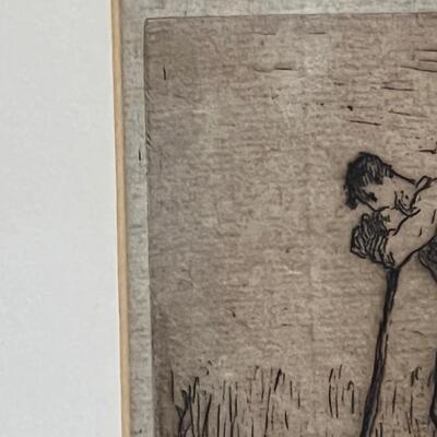 Original Jean Francois Millet etching Circa 1853