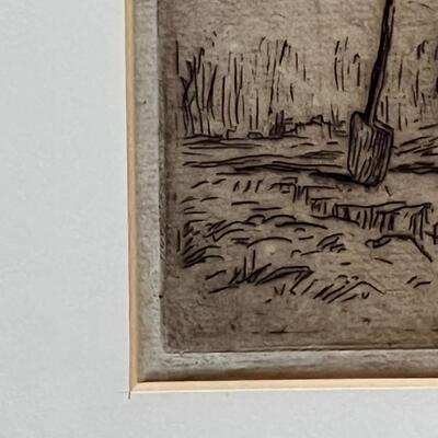 Original Jean Francois Millet etching Circa 1853