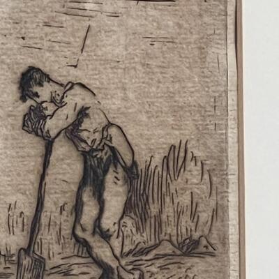 Original Jean Francois Millet etching Circa 1853