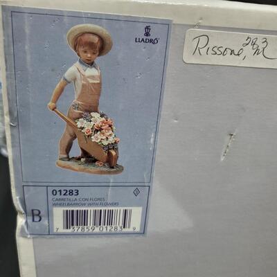 LLADRO  -  Wheelbarrow Flowers, Little Gardner Boy   Signed, Numbered