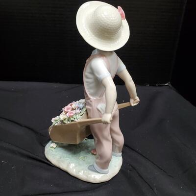 LLADRO  -  Wheelbarrow Flowers, Little Gardner Boy   Signed, Numbered
