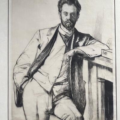 Francis Dodd 1915 original Etching Handsome Bearded Man