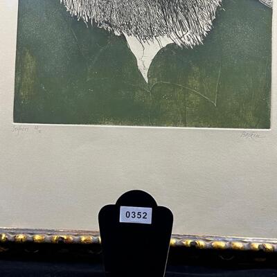 Leonard Baskin Intriguing Portrait -Signed Original colored etching