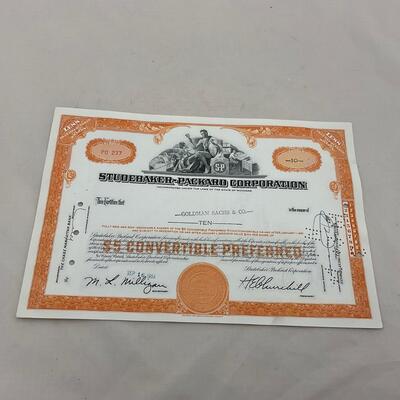 -132- ADVERTISEMENT | Vintage Studebaker Packard Automobile Stock Certificates