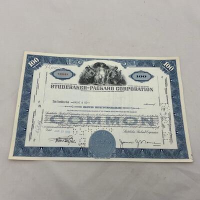 -132- ADVERTISEMENT | Vintage Studebaker Packard Automobile Stock Certificates