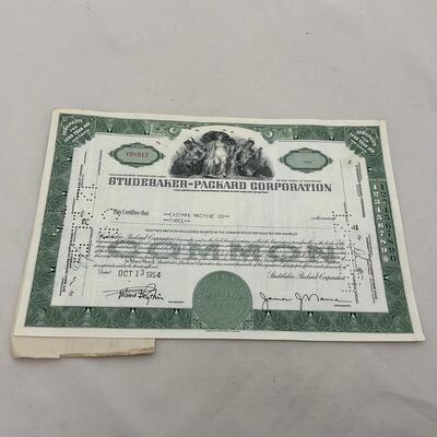 -132- ADVERTISEMENT | Vintage Studebaker Packard Automobile Stock Certificates